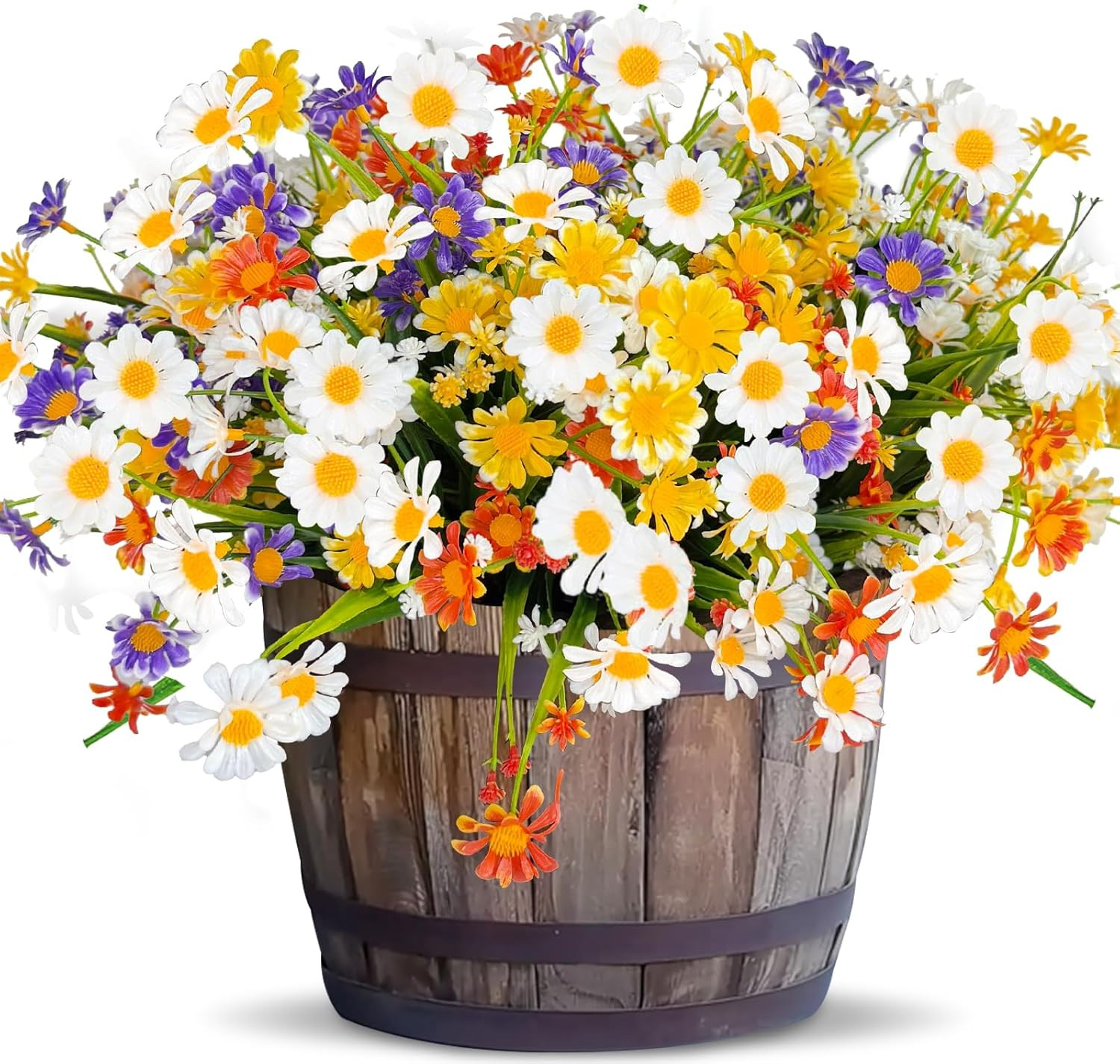 8 Bundles Artificial Daisy Flowers for Outdoors Summer Decor, UV Resistant No Fa