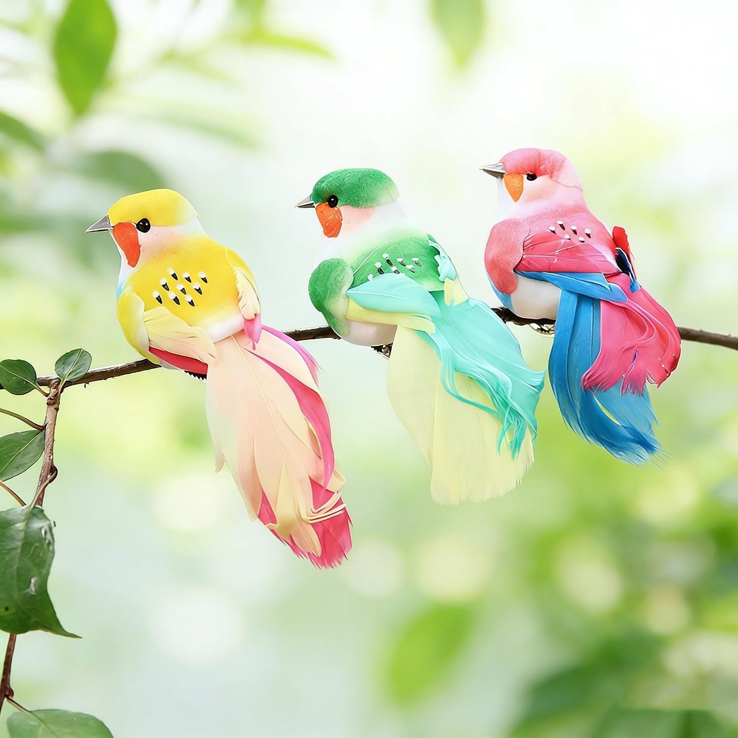 Artificial Bird Decorations Assorted Colors Fake Bird for Home Spring Decor