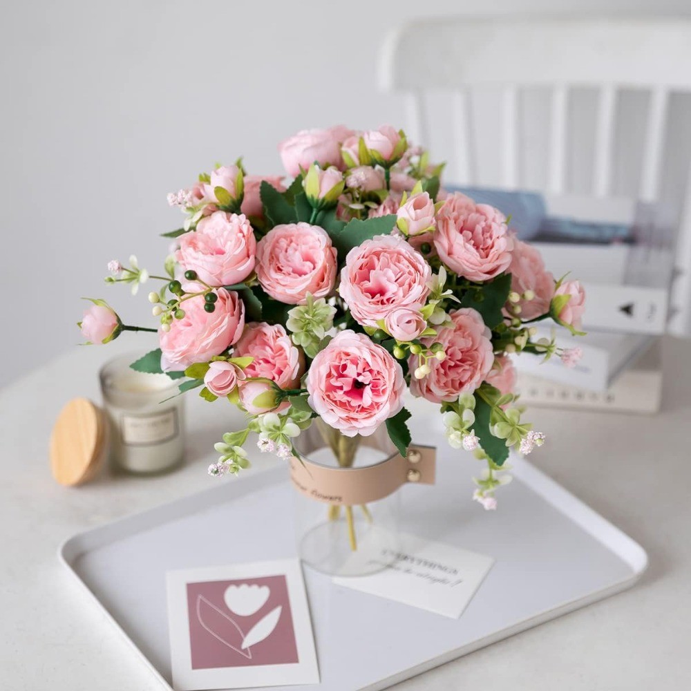 4Pcs Silk Peonies Artificial Flowers 36 Heads Bulk Peony Bouquet Wedding Decor