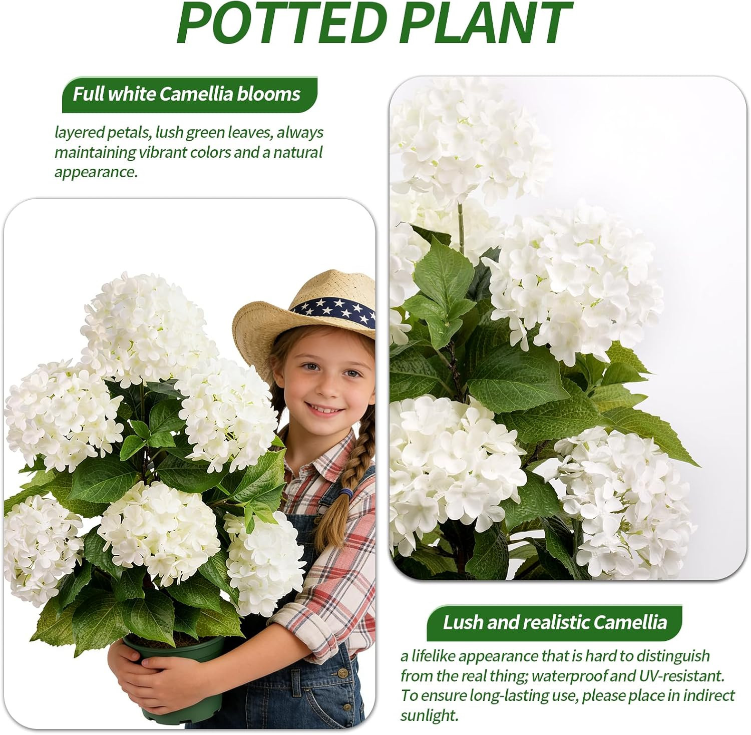 Faux Hydrangea Tree – 30 Inch Hydrangea Tree Artificial with White Flowers, UV R