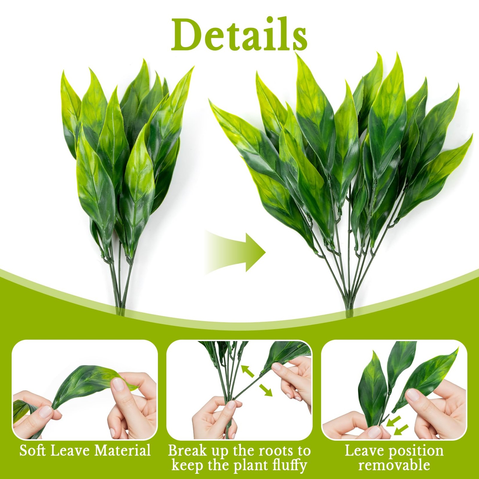 4PCS Artificial Greenery Stems – 13.7″ Lifelike Faux Greenery Stems with 21 L…
