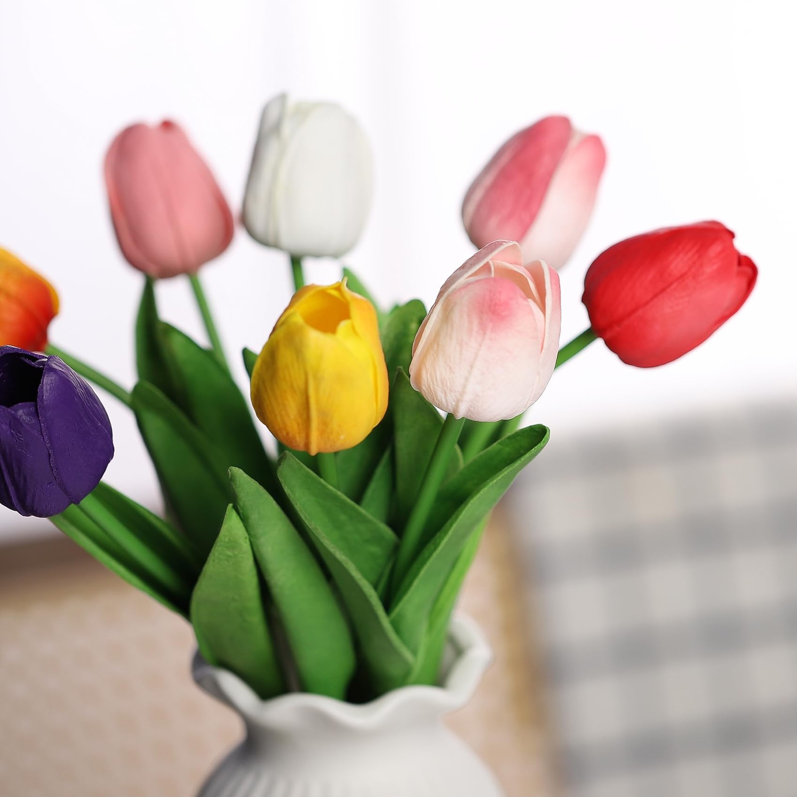 30 Pcs Multicolor Artificial Tulips Flowers for Decoration Real Touch PU Faux