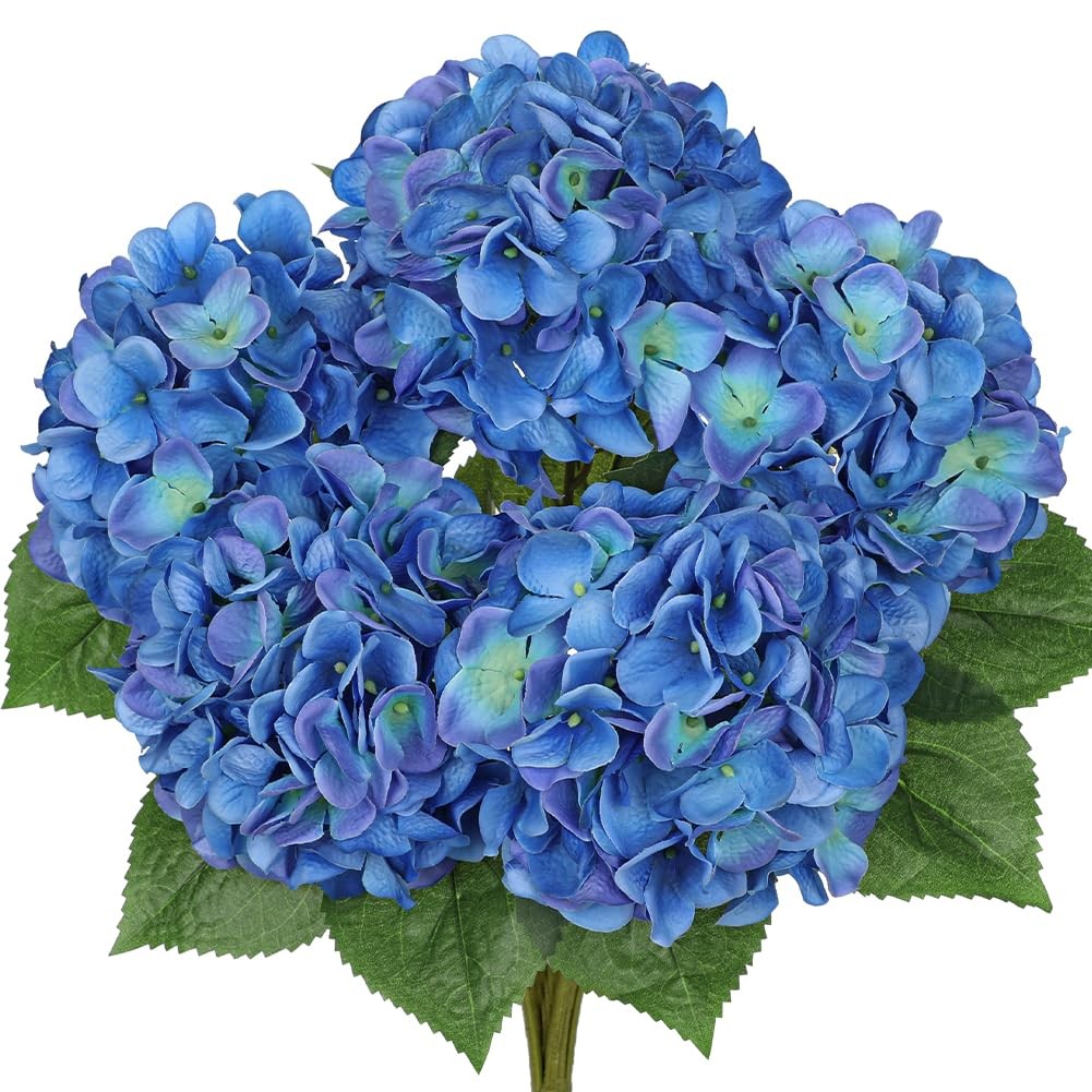 Hydrangea Artificial Flowers Large Artificial Dark Blue Hydrangeas Silk Flowe…