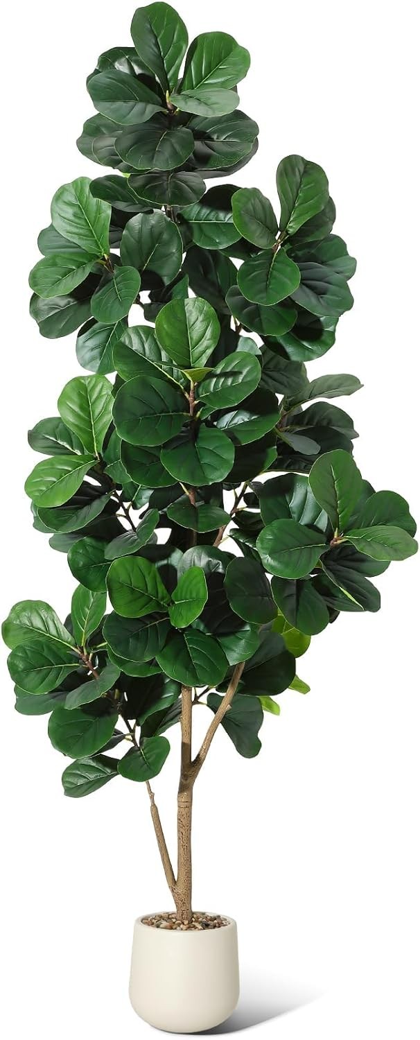 Artificial Fiddle Leaf Fig Tree Faux Ficus Lyrata Indoor Plant w/ Pot Multi Size