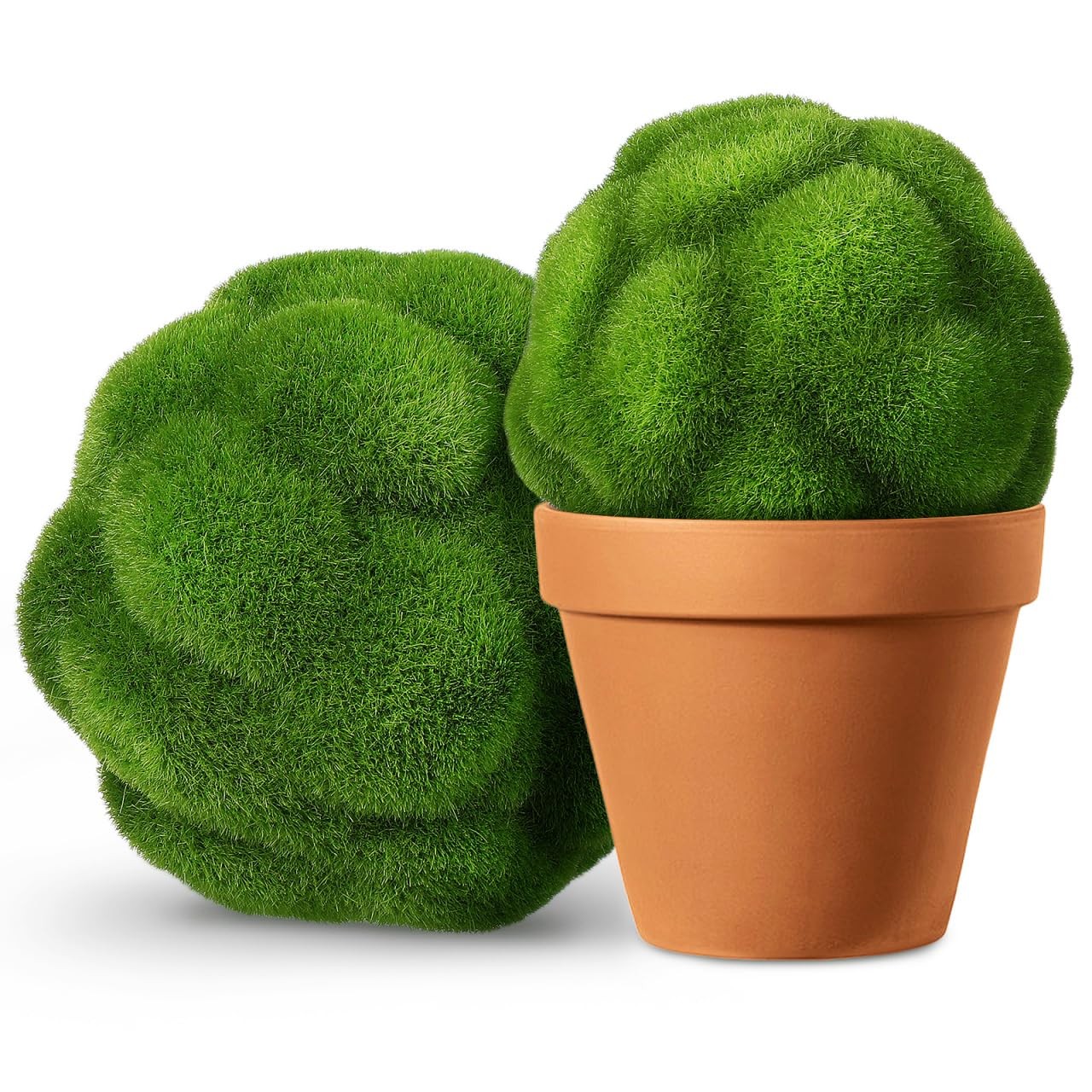 4.7 Inch Faux Moss Balls Decorative Green Mossy Orbs Home Garden Centerpiece