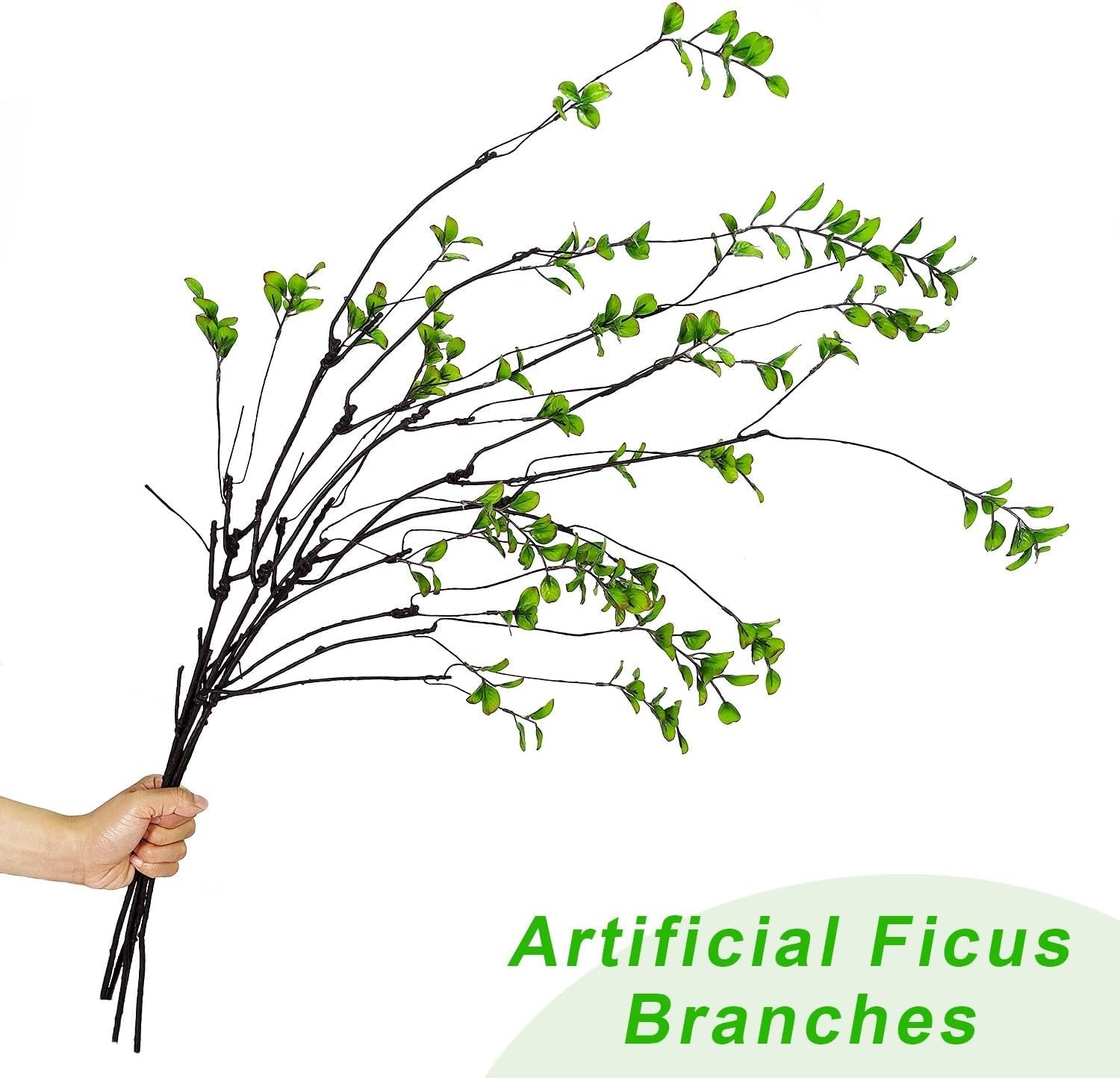 5 Pcs Artificial Ficus Branches for Vase, 38.5 Inch Faux Greenery Stems Reali…
