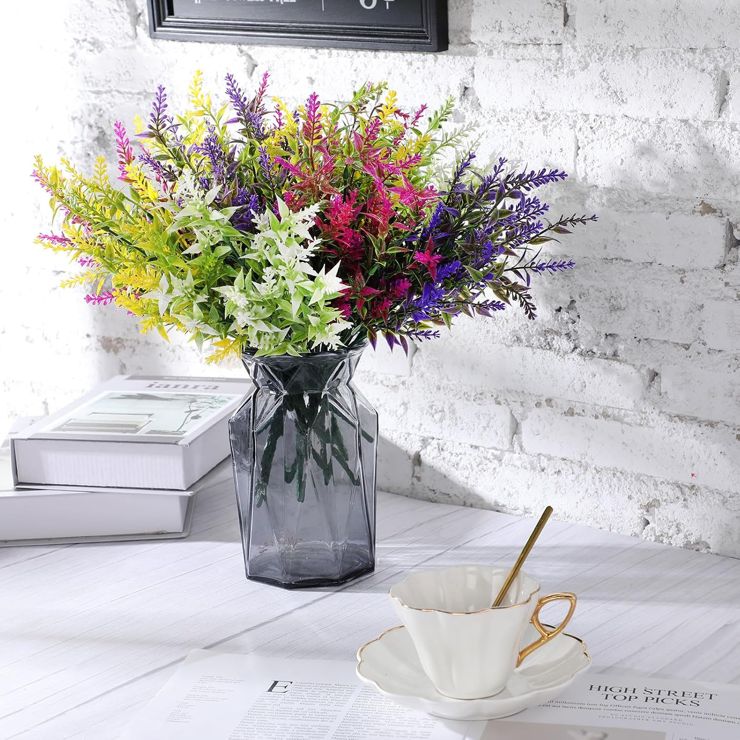 48 Bundles UV Resistant Lavender Flowers – No Fade Faux Plants for Decor