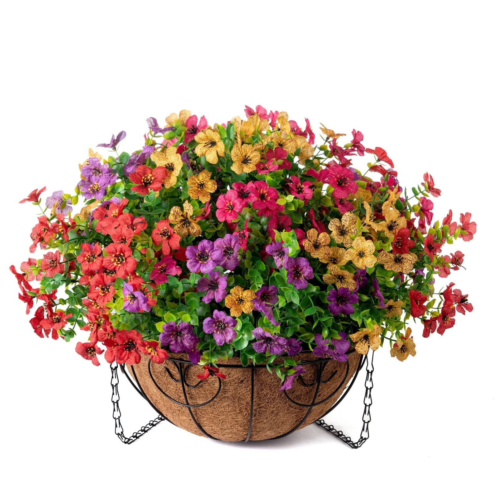 1PC Artificial Hanging Flower Basket Daisy Eucalyptus UV Resistant Outdoor Home