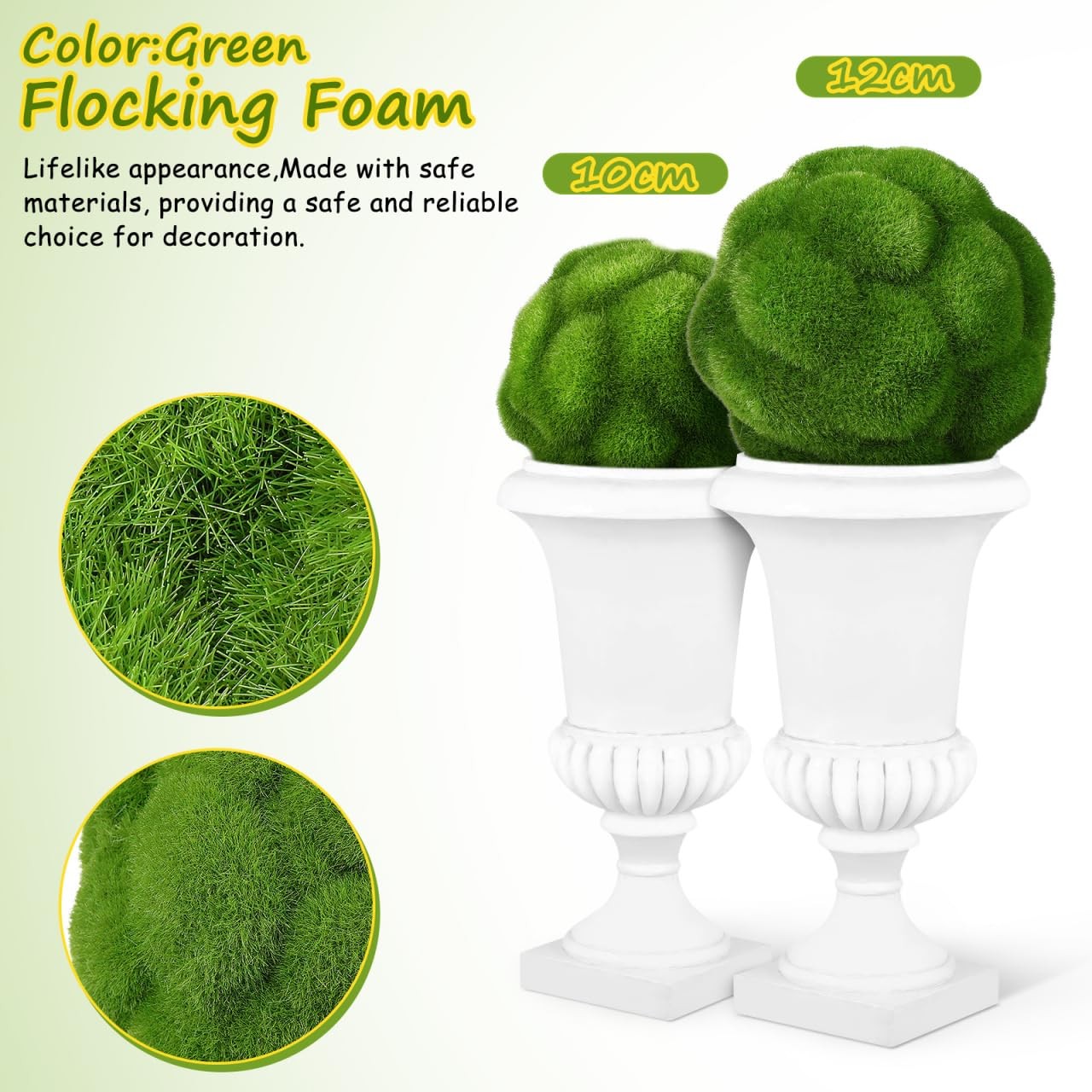 4.7 Inch Faux Moss Balls Decorative Green Mossy Orbs Home Garden Centerpiece