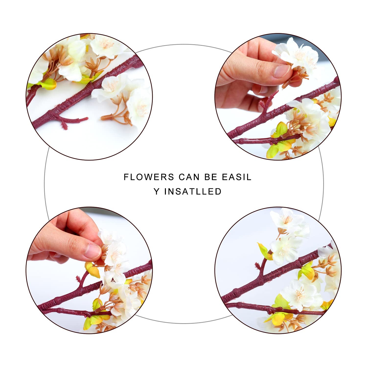 Artificial Cherry Blossom Branches Faux Cherry Flowers 39 Inch Peach Branches…
