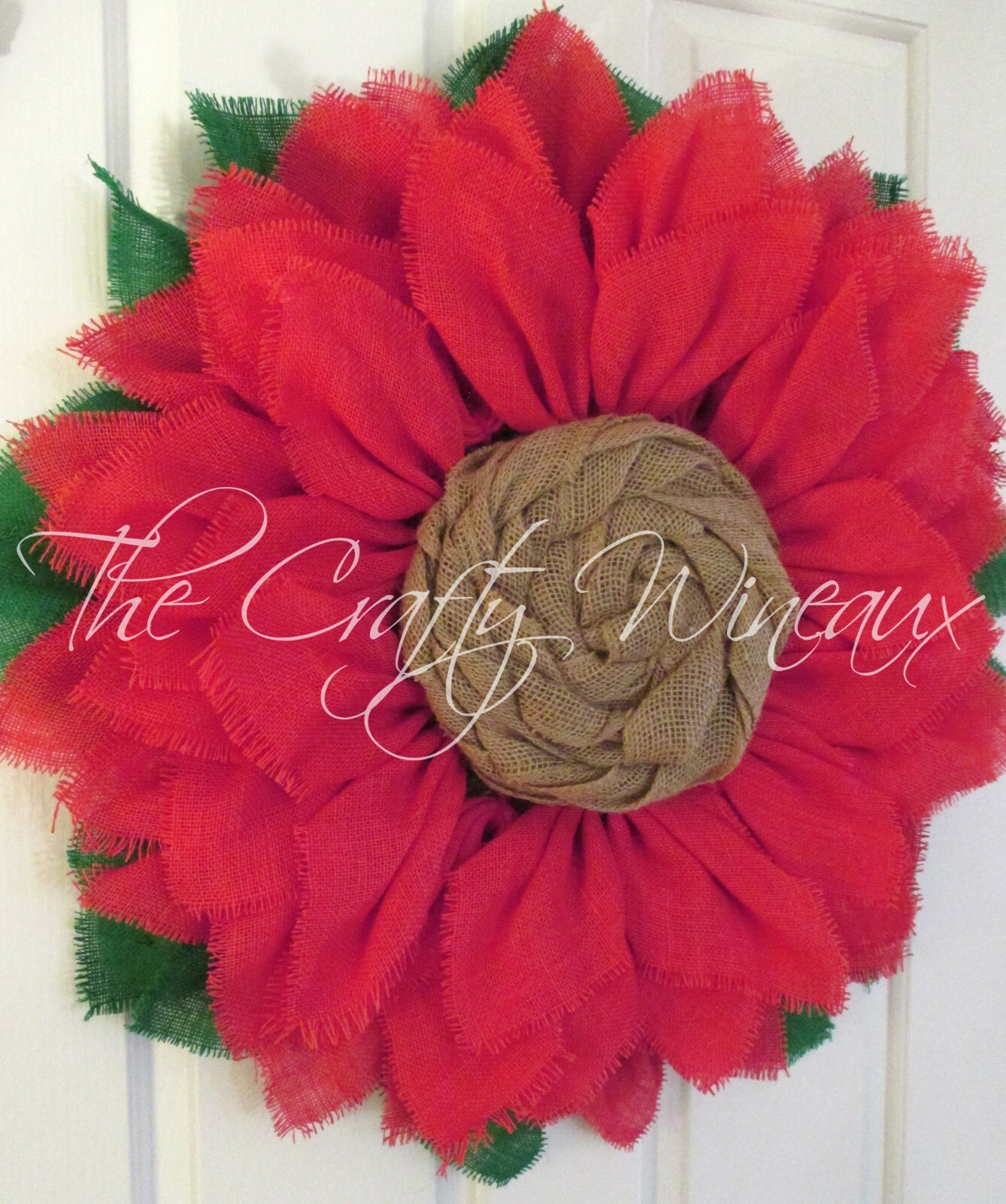 The Crafty Wineaux – Extra Large 30″ Rich Coral Pink Burlap Sunflower Wreath