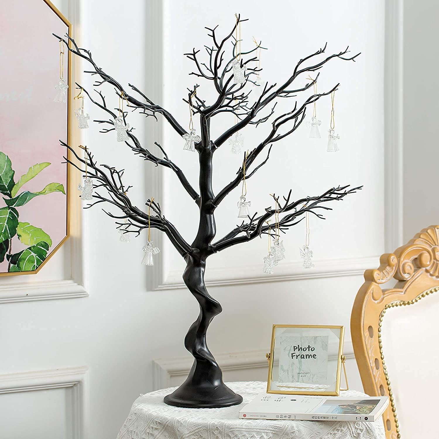 Sziqiqi Resin Artificial Tree for Centerpiece, Home 30in-2pcs, Black