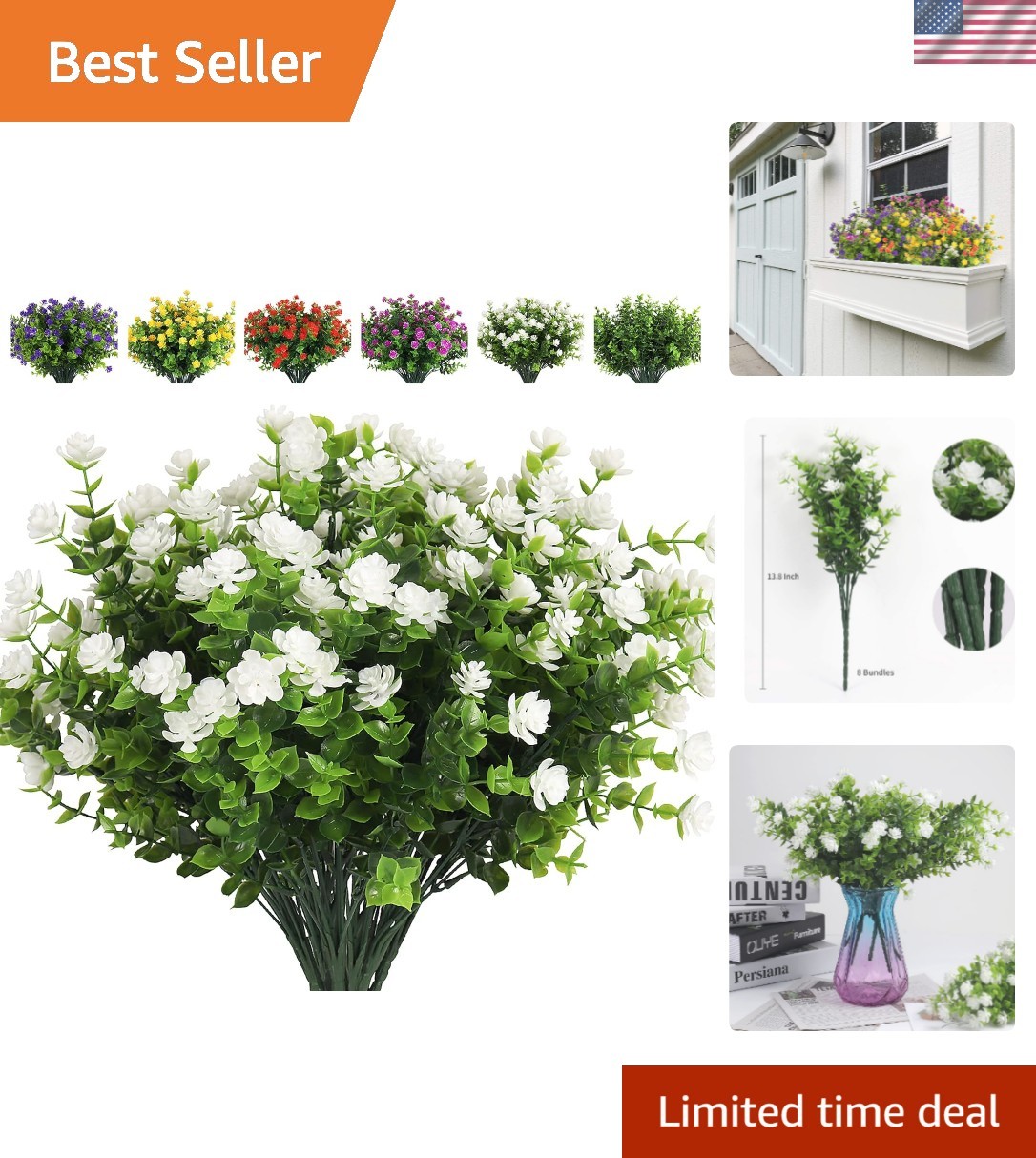 Artificial Flowers, Fake Boxwood Outdoor UV Resistant Plants Artificial Sprin…