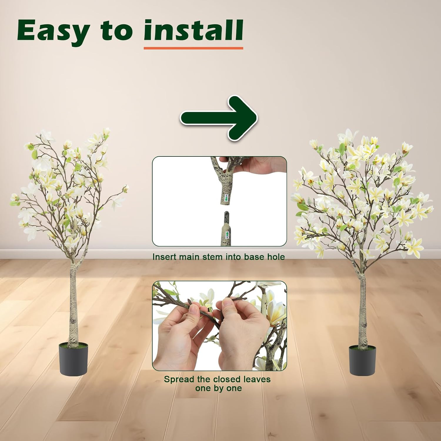 4FT Faux Magnolia Tree – Realistic Indoor/Outdoor Plant for Home Decor