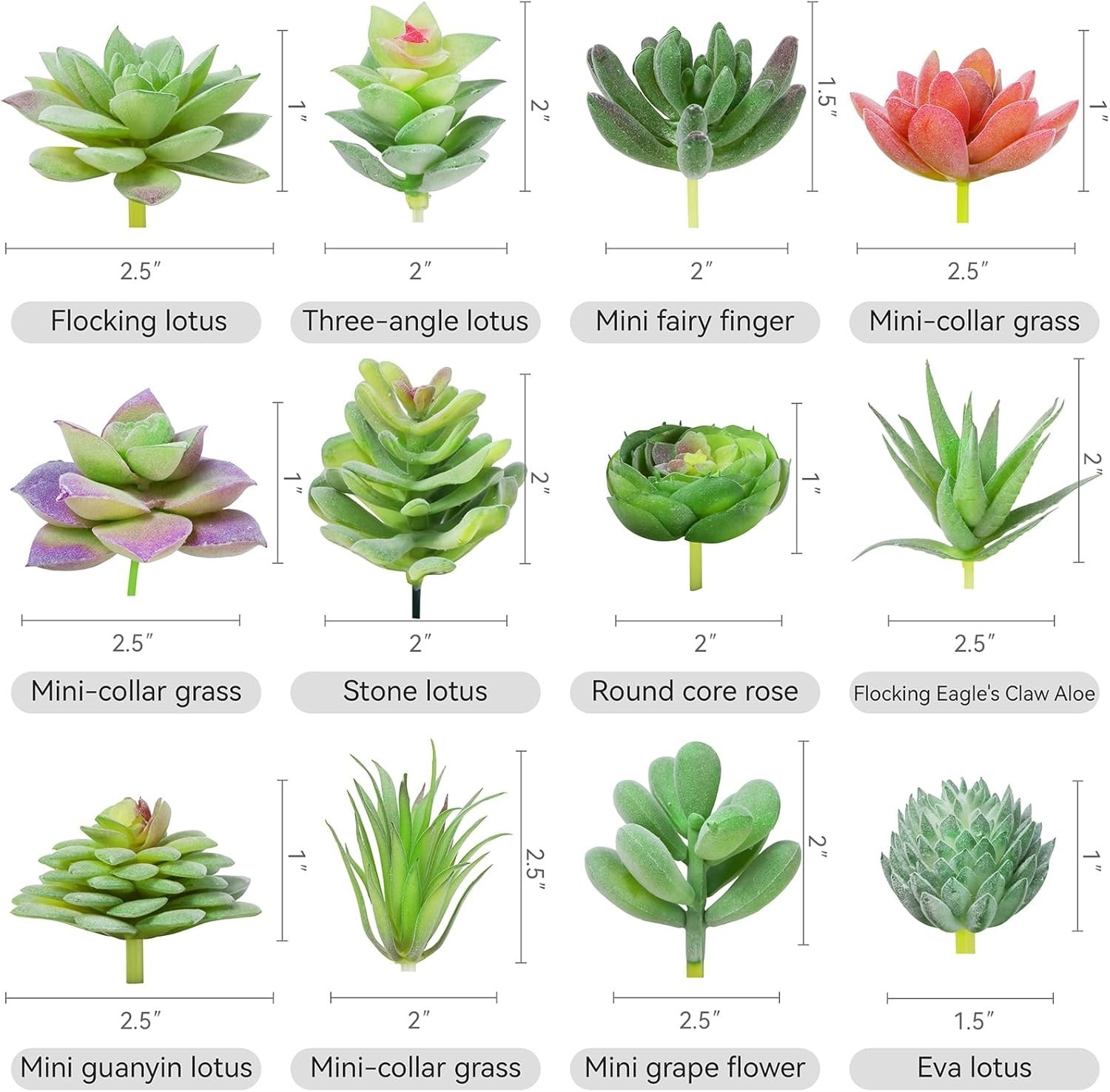 12 Pcs Artificial Succulents, Mini Fake Plants Unpotted | Flocked Small Artif…