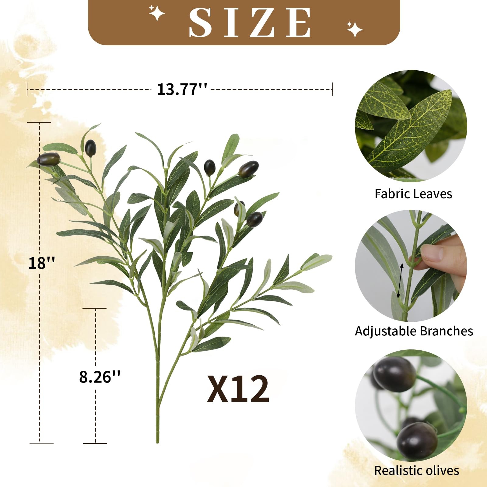 12PCS 18Inch Faux Olive Branches for Vase,Artificia Tree Branches,Fake Plants…