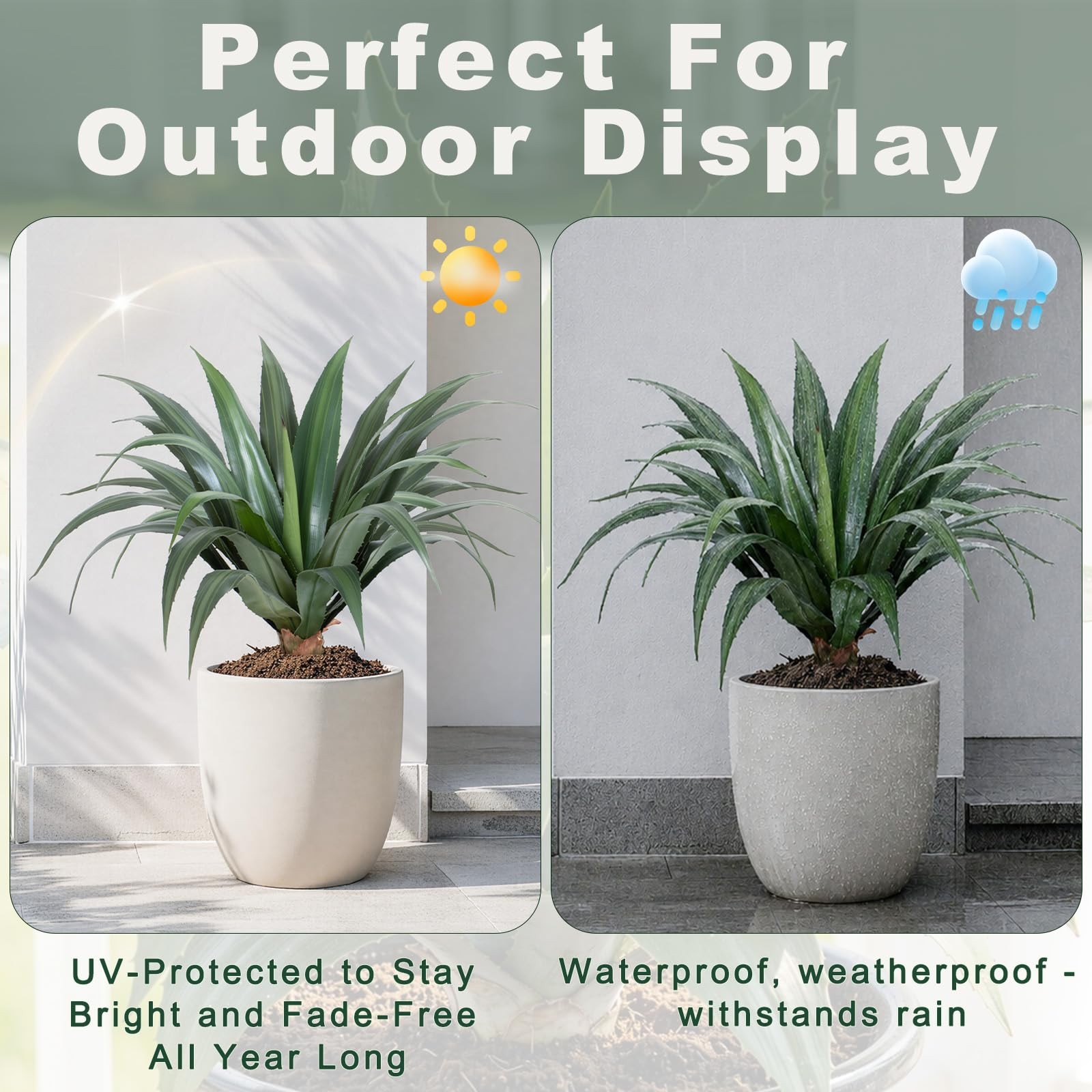 2FT Artificial Spiked Agave Plants Tall,24″Fake Silk UV Resistant Plants with…
