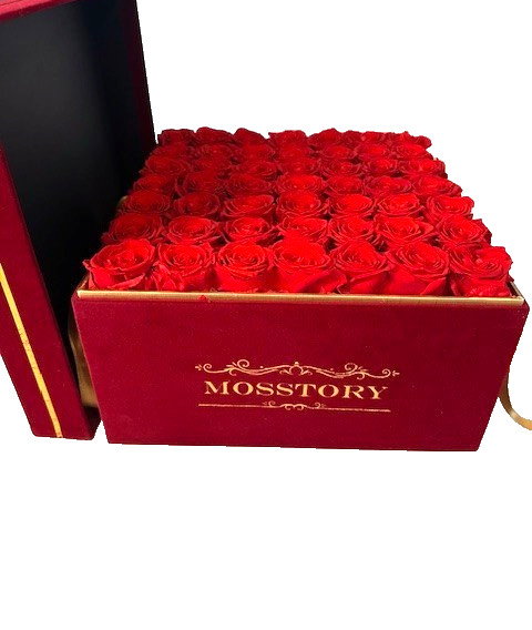Mosstory Forever Flowers 49-Piece Preserved Roses in a Box Gifts