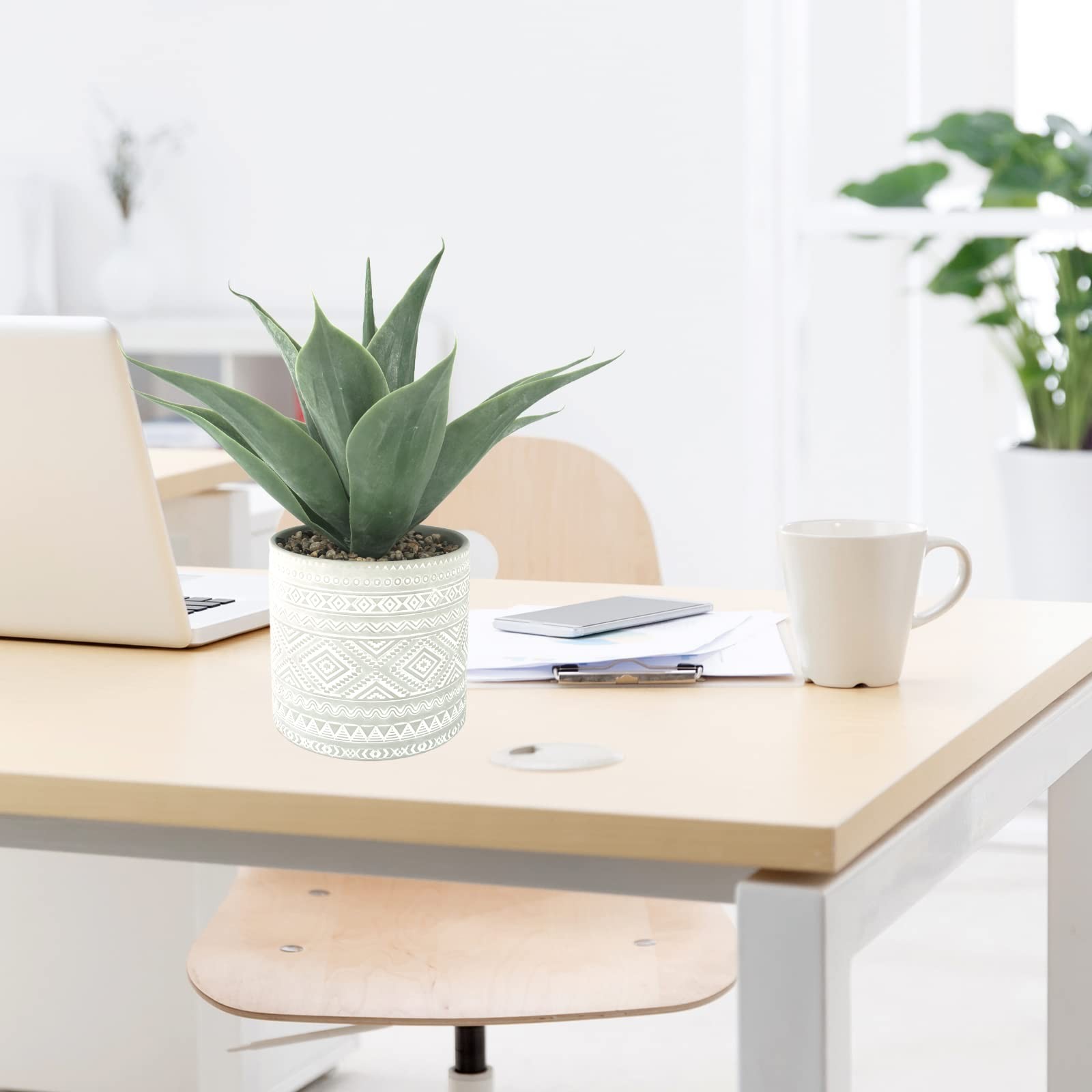 13.8 Inch Large Artificial Aloe Potted Plant In Grey Pot For Home Office