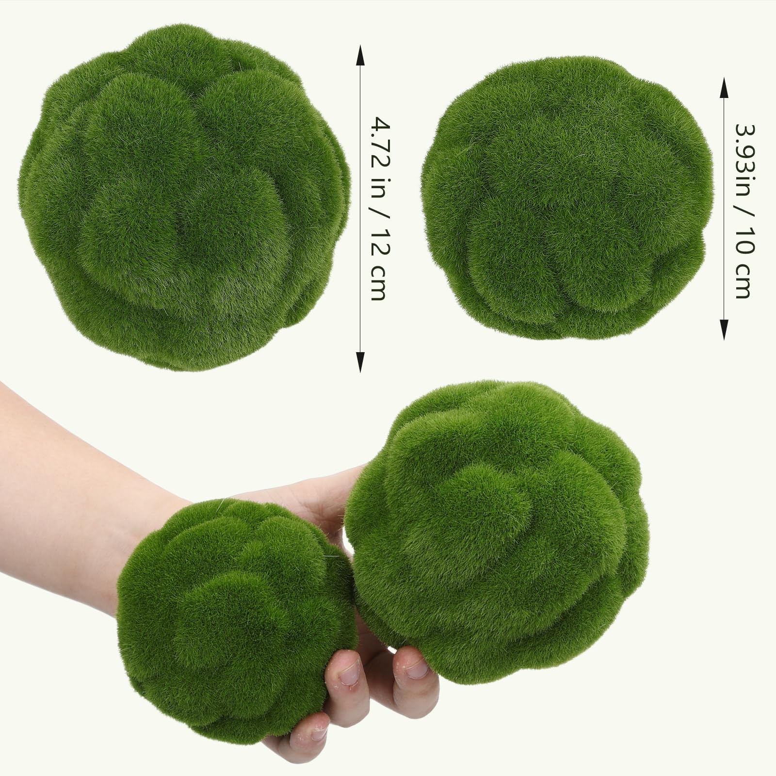 4 PCS Fake Green Moss Balls Decorative Simulated Topiary Floral