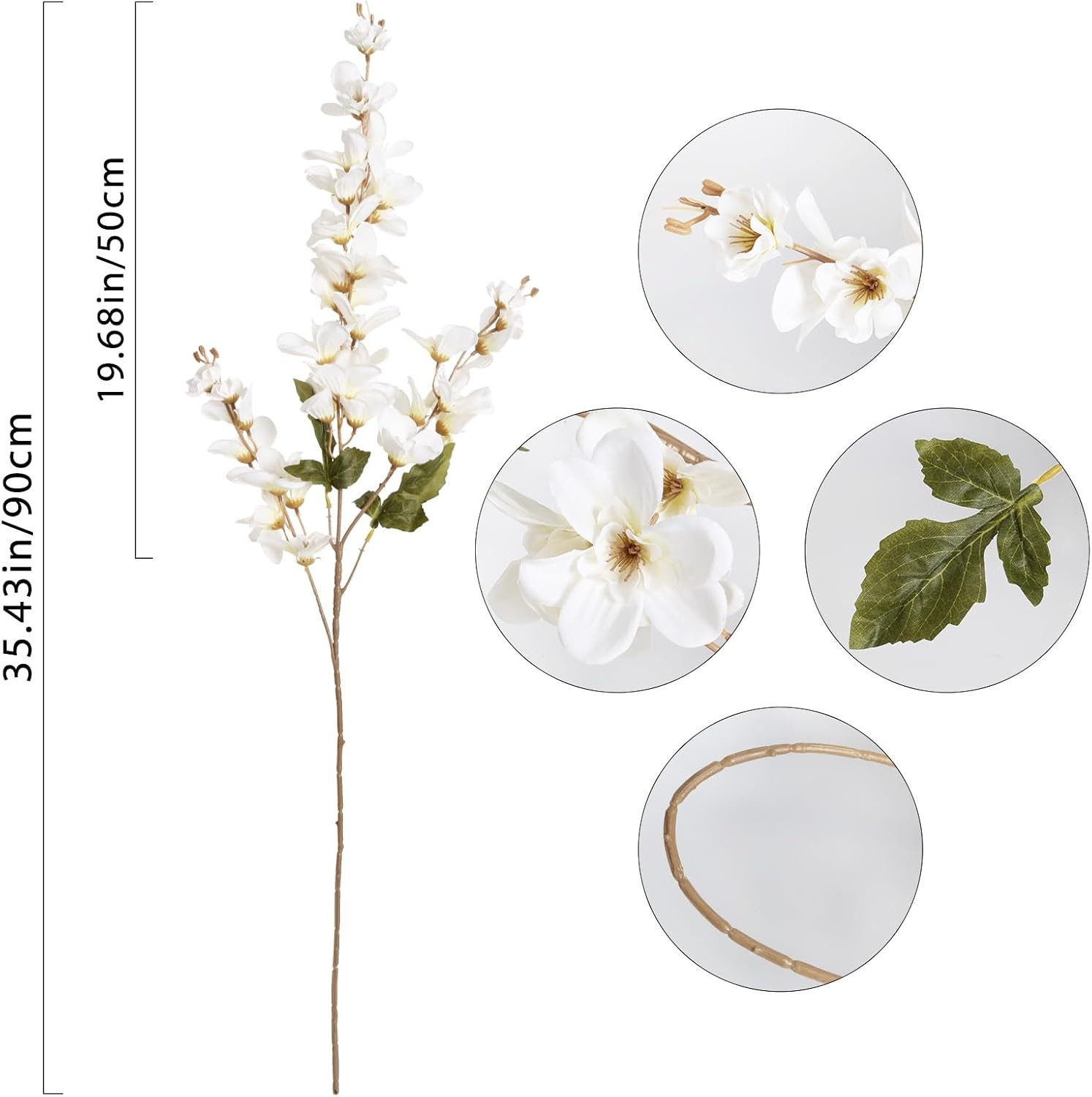 6PCS Lifelike White Delphinium Silk Flowers for Home & Wedding Decor