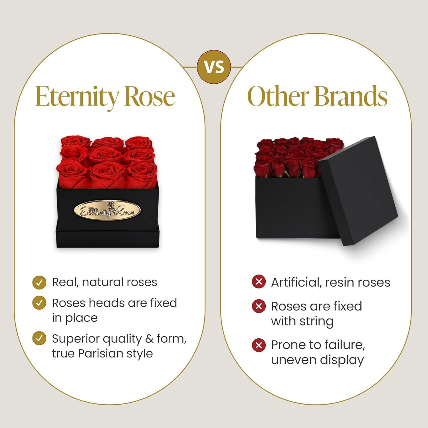 9-Piece Preserved Roses in a Luxury Gift Box – Real Roses in Square Black Box –