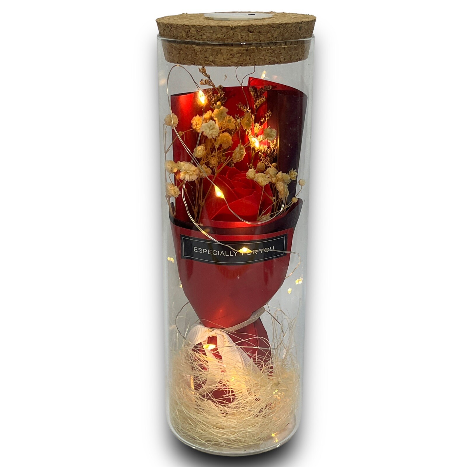 Red Rose in Glass Dome LED Forever Flower Lamp Enchanted Holiday Day Gift Idea