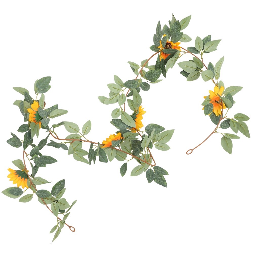 Simulated Green Plant Rattan Artificial Vines with Flowers Adornment