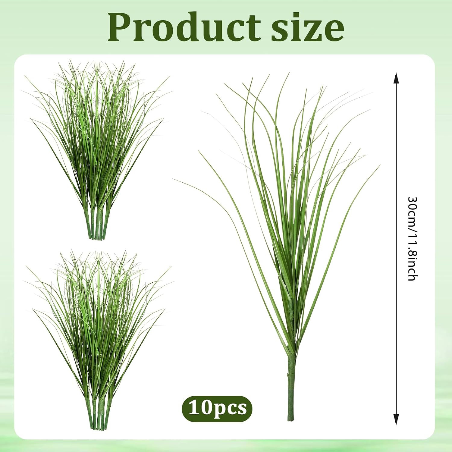 10 PCS Artificial Plants Onion Grass, Faux Shrubs Wheat Grass Greenery Stems
