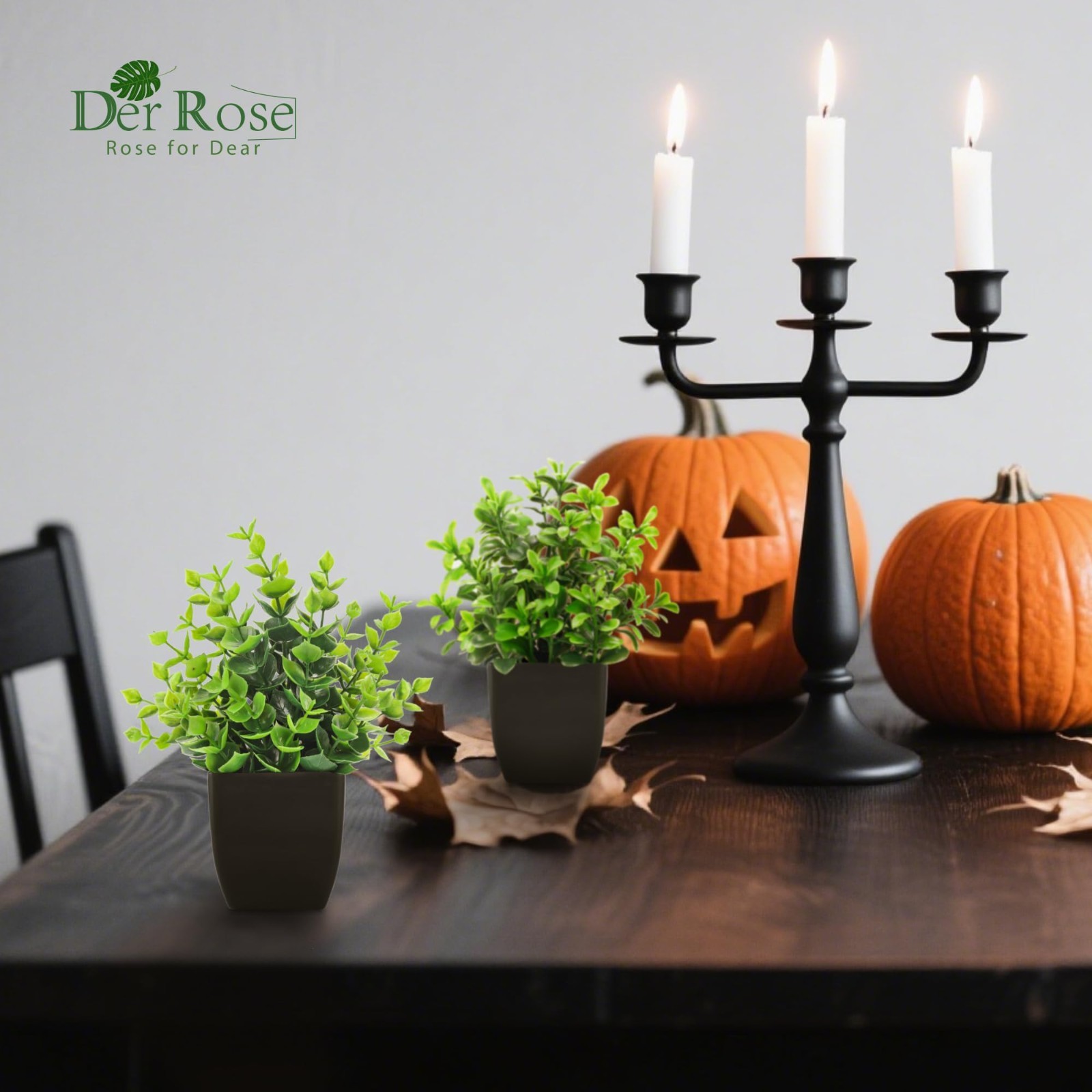 4 Pack Black Faux Plants – Realistic Gothic Decor for Halloween, Office, Shelf &