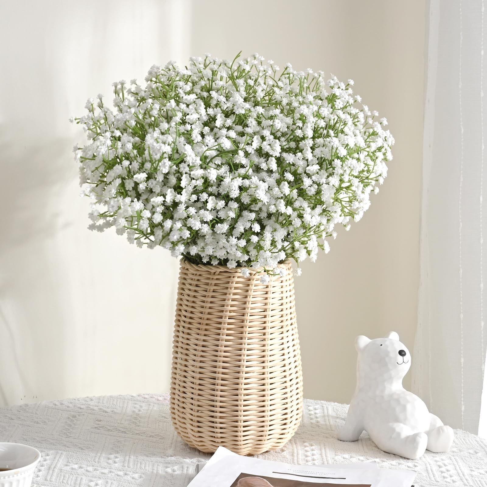 Yastouay 90 Pcs Babys Breath Artificial Flowers, 21” White Babys Breath Babys