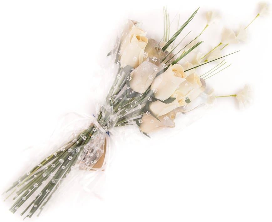 25 Year Anniversary Silver and White Flower Bouquet Closed Bud (2 Dozen)