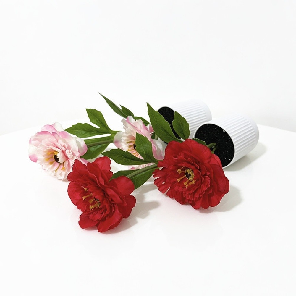 Fake Peony Bonsai Silk Plastic Flower Plant for Living Room Decor 27cm