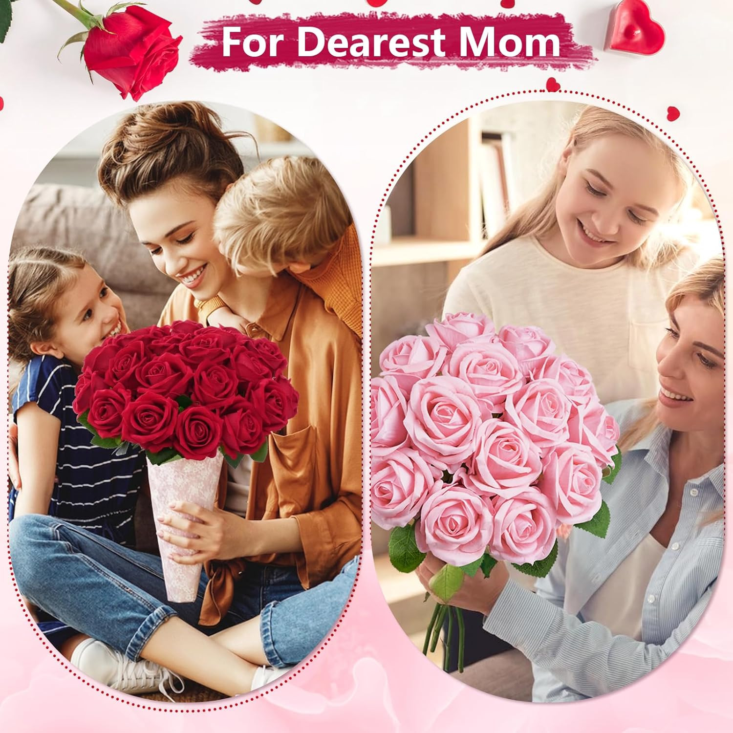 200 Pcs Red Roses Artificial Flowers, Real Touch Velvet Roses Bouquet Fake Flowe