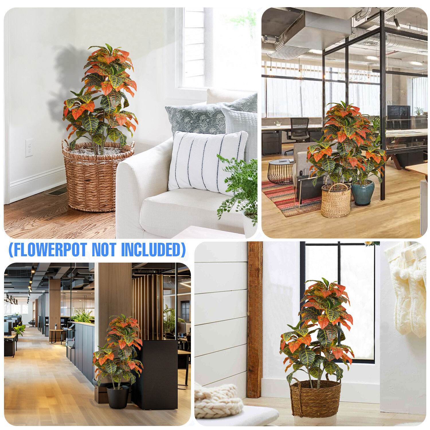 Artificial Fall Tree with Plastic Nursery Pot For Home Office Christmas Decor