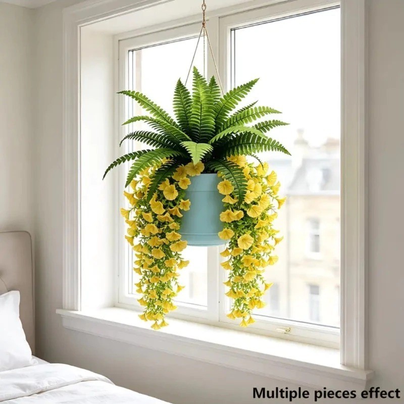 Artificial Hanging Fern Vine Faux Ivy Greenery Indoor Outdoor Garden Decor