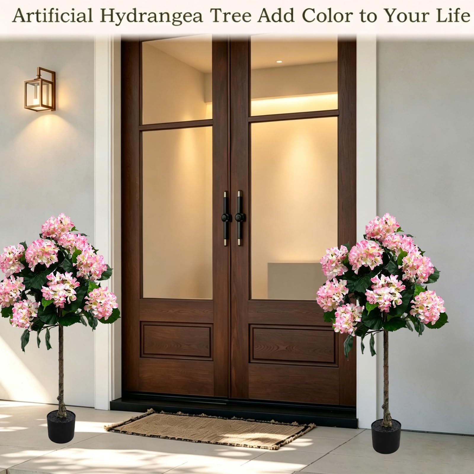 3.7FT Hydrangea Artificial Trees Potted,Faux Hydrangea Plants Silk Flower Tre…