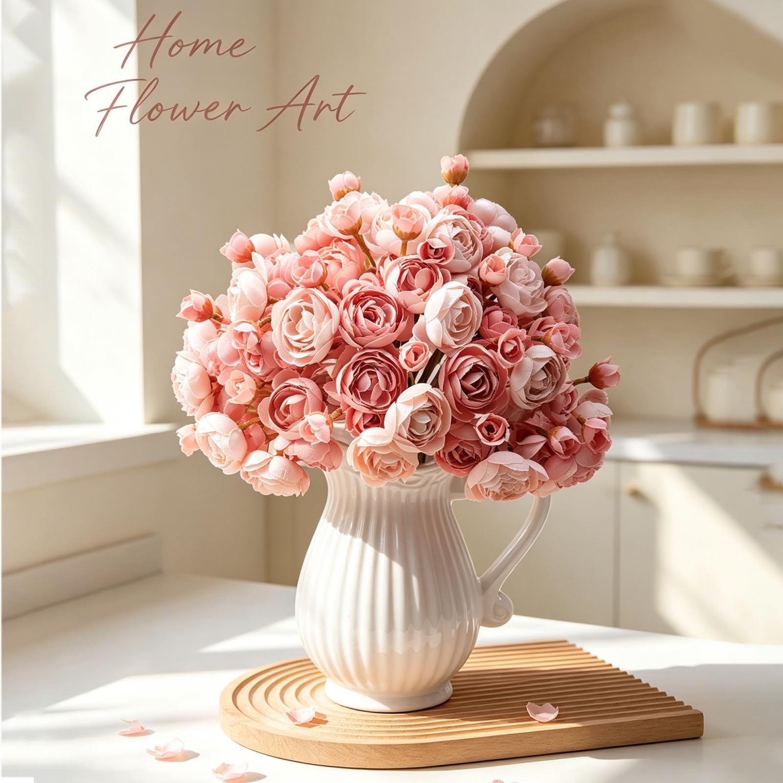 32 PCS Dusty Rose Real Touch Ranunculus Artificial Flowers Faux Peonies Bulk