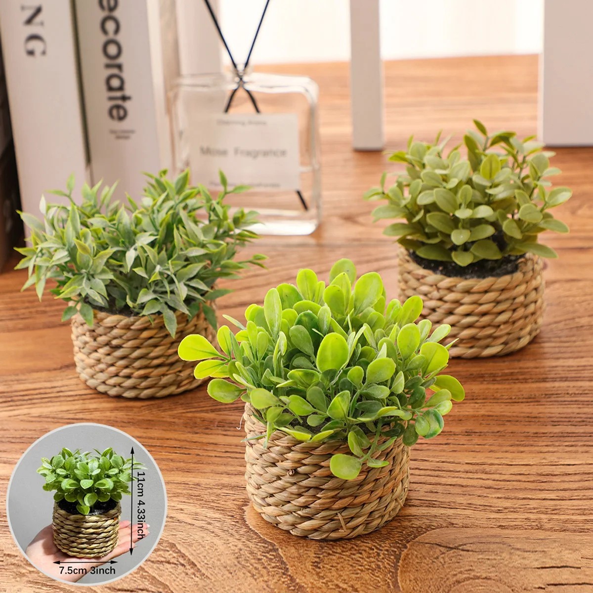1pc Artificial Eucalyptus Grass Small Potted Plant 11cm Home Decor – NEW