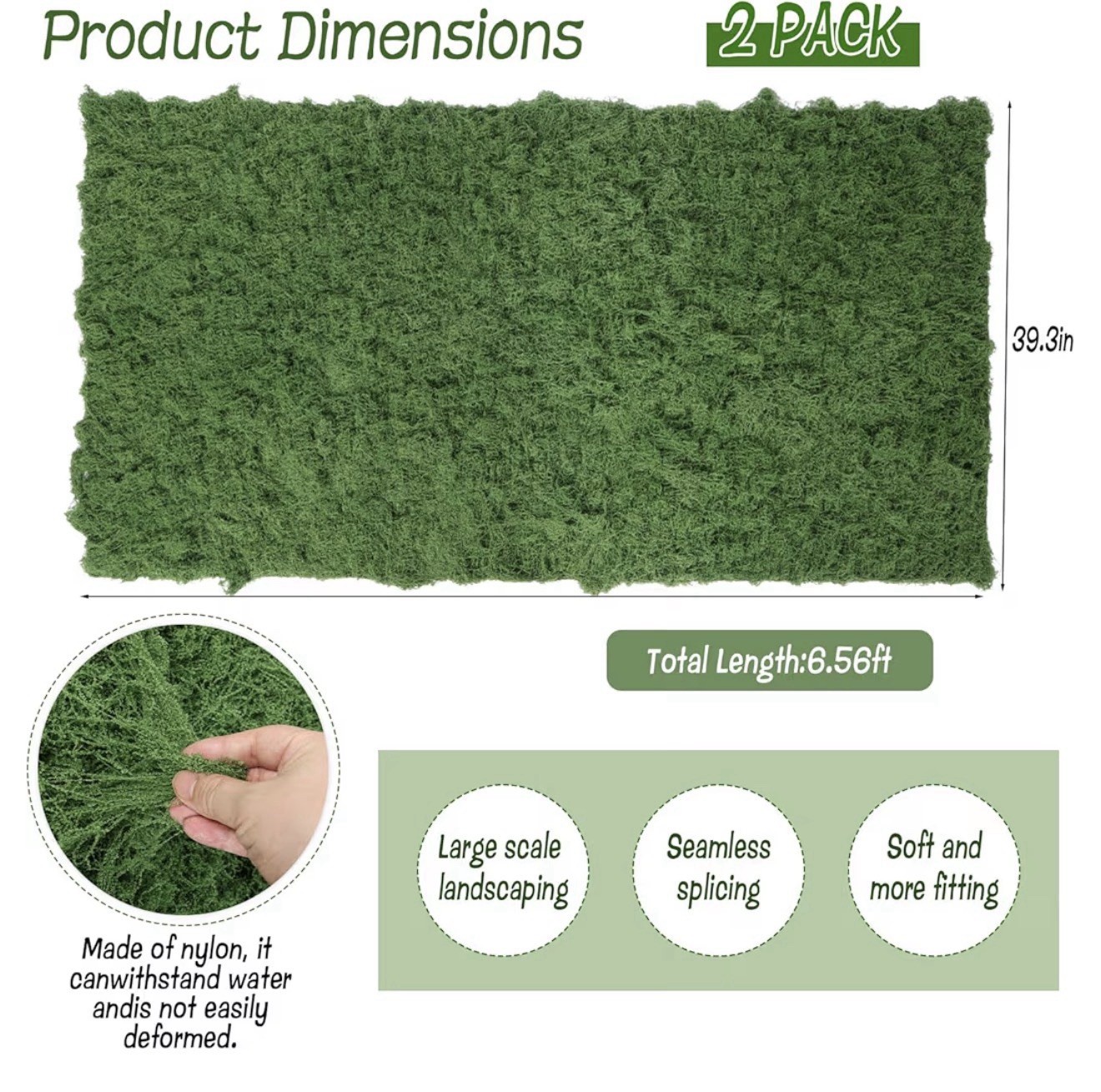 Large 2PCS Artificial Moss Mat 39″ X 78″ for Crafts, Decor & Gardens