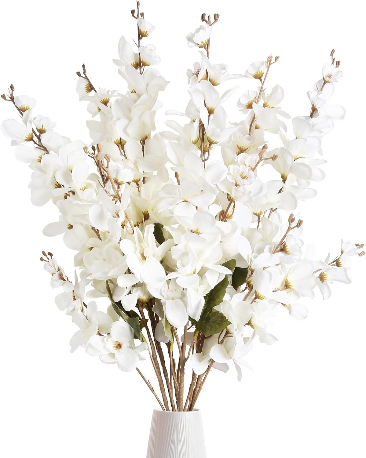 6PCS Lifelike White Delphinium Silk Flowers for Home & Wedding Decor