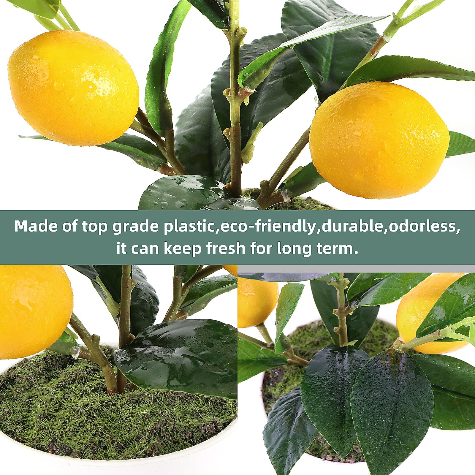 2 Pack Small Artificial Orange Tree Potted, 10.2″ Fake Lemon Plant