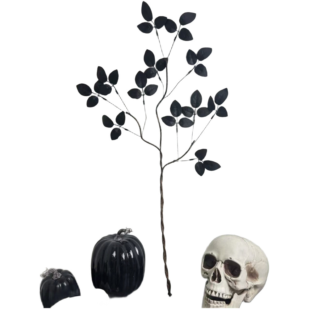 Black Artificial Leaves 70cm 75cm with Withered Branches for Halloween Styling