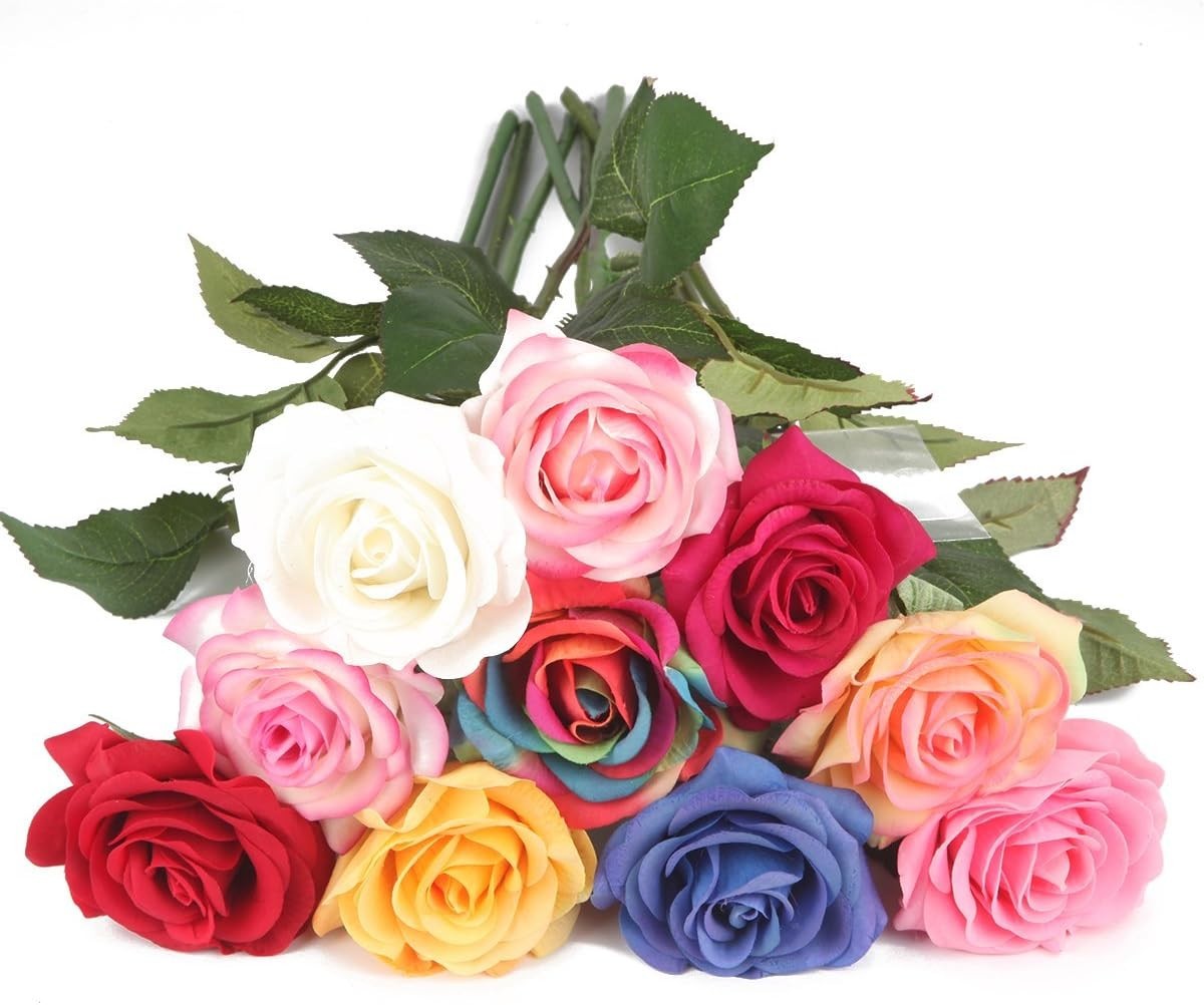 Red Rose Artificial Flowers, 1Pc 17″ Single Red Rose for Valentine’s Mother’s Da