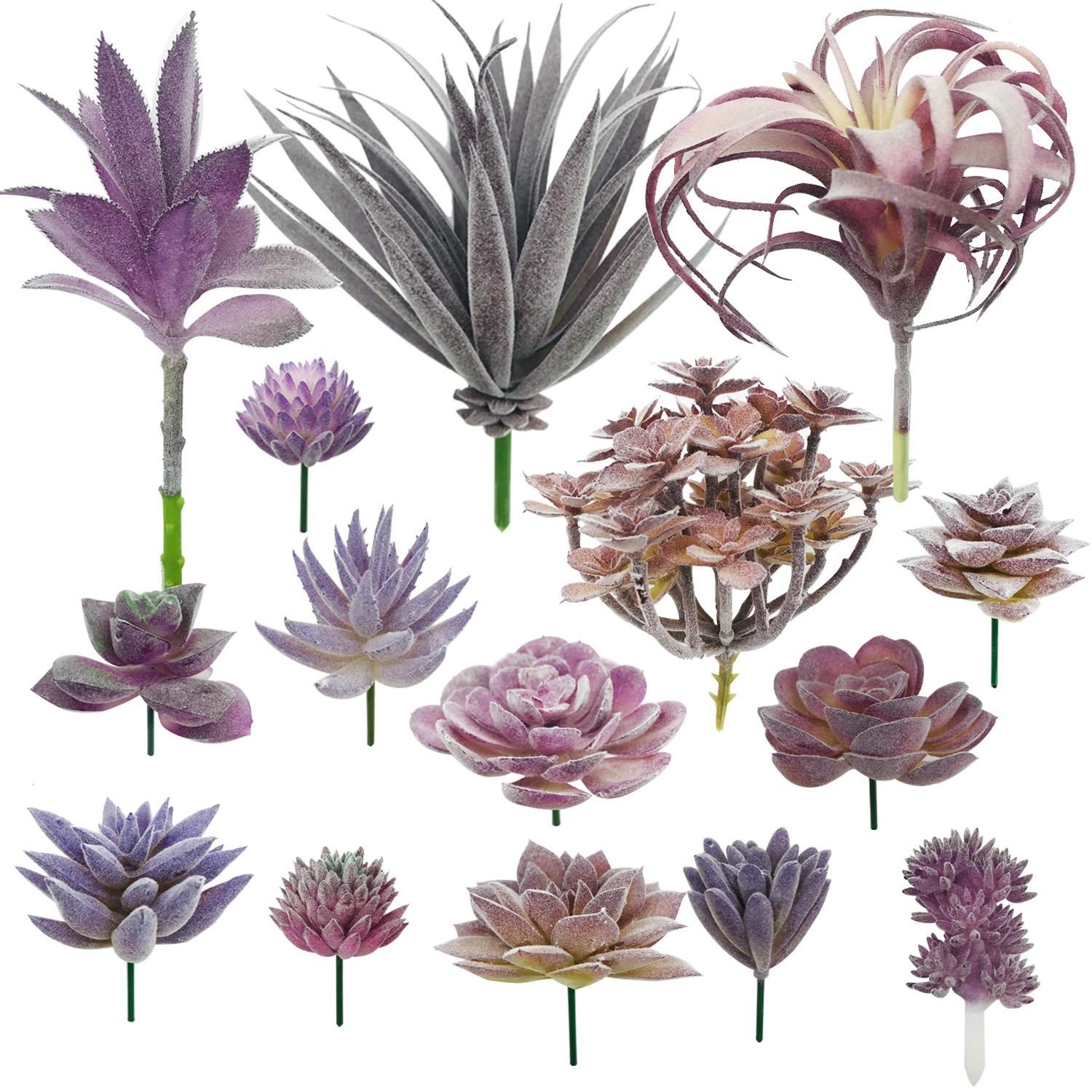 15 PCS Artificial Succulent Plants – Purple Faux Succulents for Home Decor, DIY