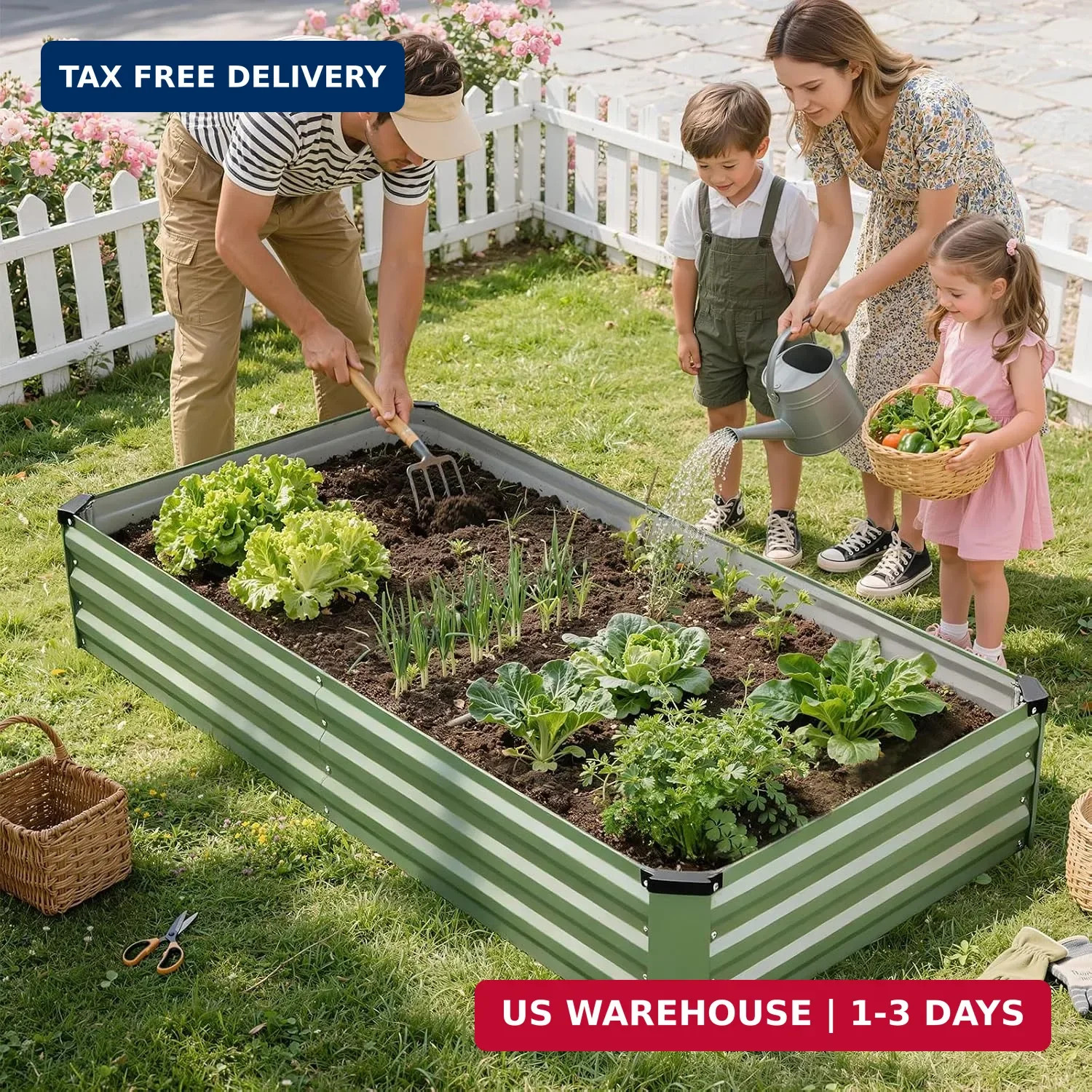 Galvanized Raised Garden Bed Outdoor | Metal Raised Garden Bed for Gardening 2Pa