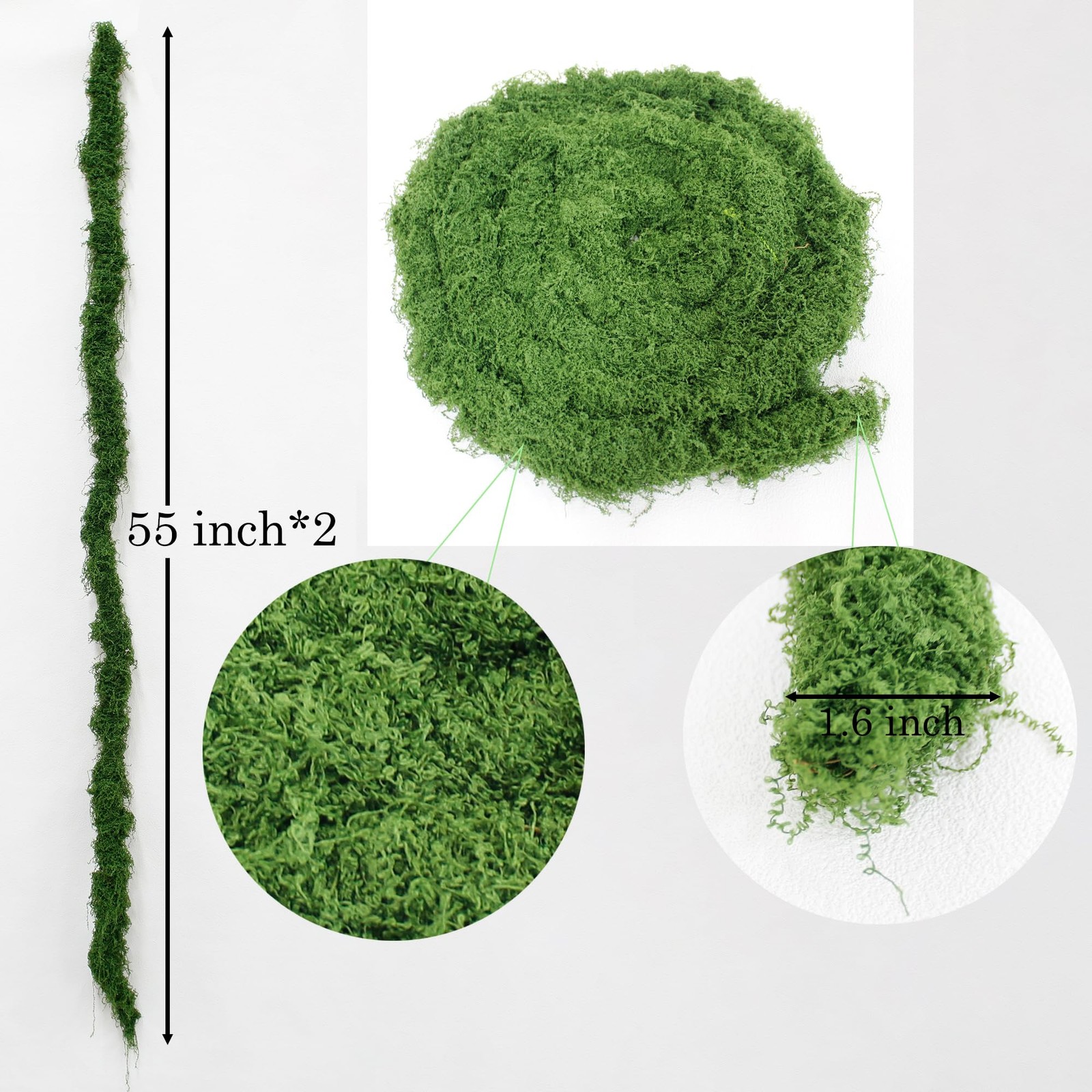 55 Inch Artificial Fake Moss Green Vines Hanging Reptile Wall Decor 2 PCS