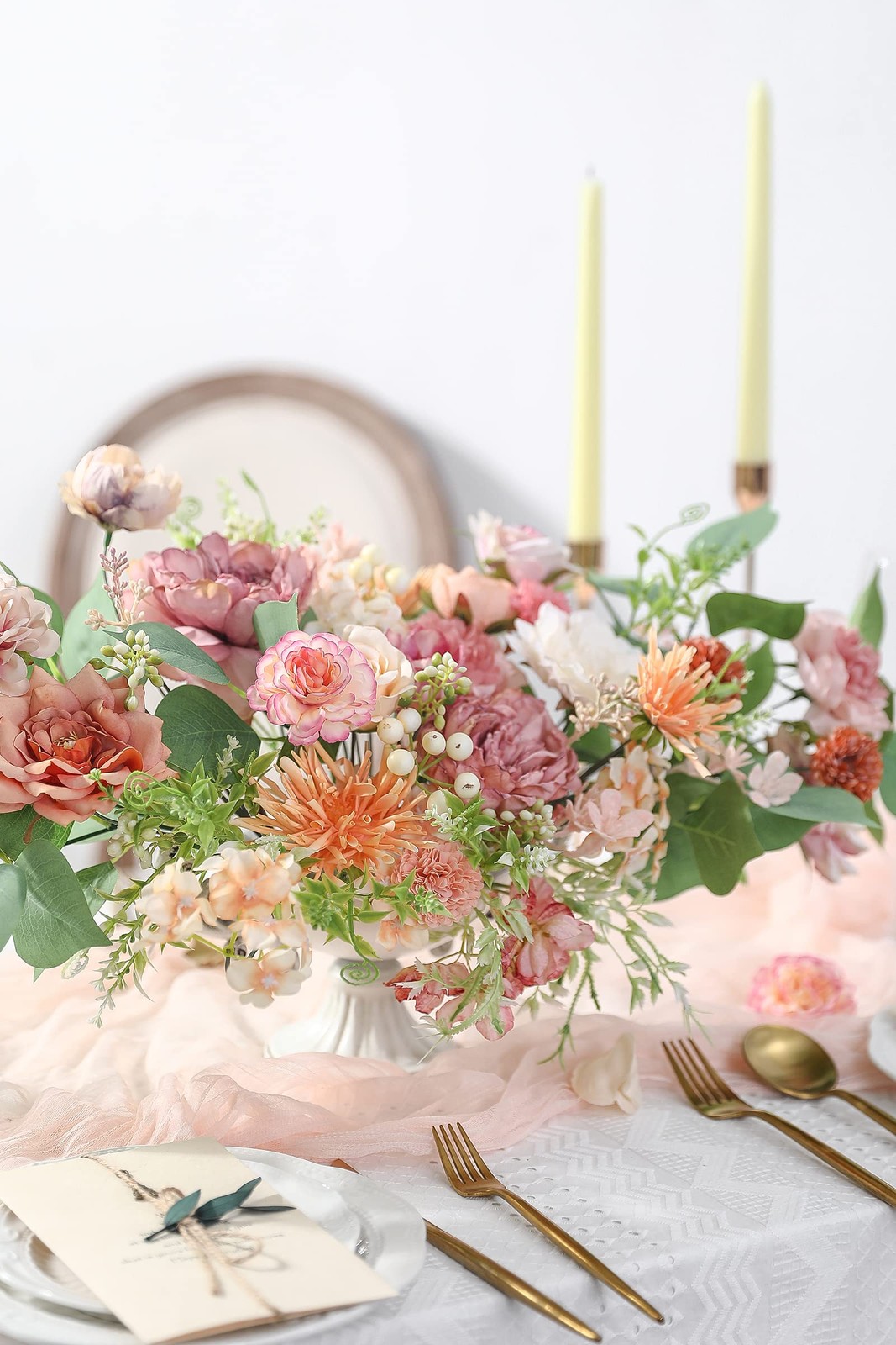 Artificial Flowers Combo Set Fake Flower Leaf with Stems for DIY Wedding Bouq…