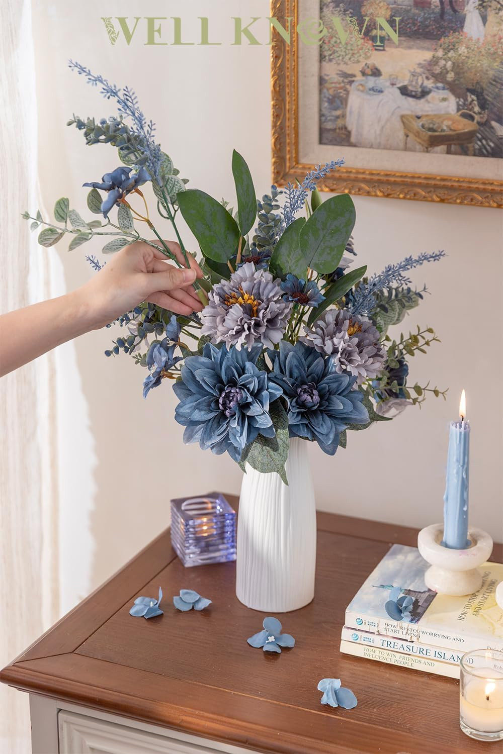 Blue Silk Flower Bouquet for Vase – Perfect for Home Decor & Gifts