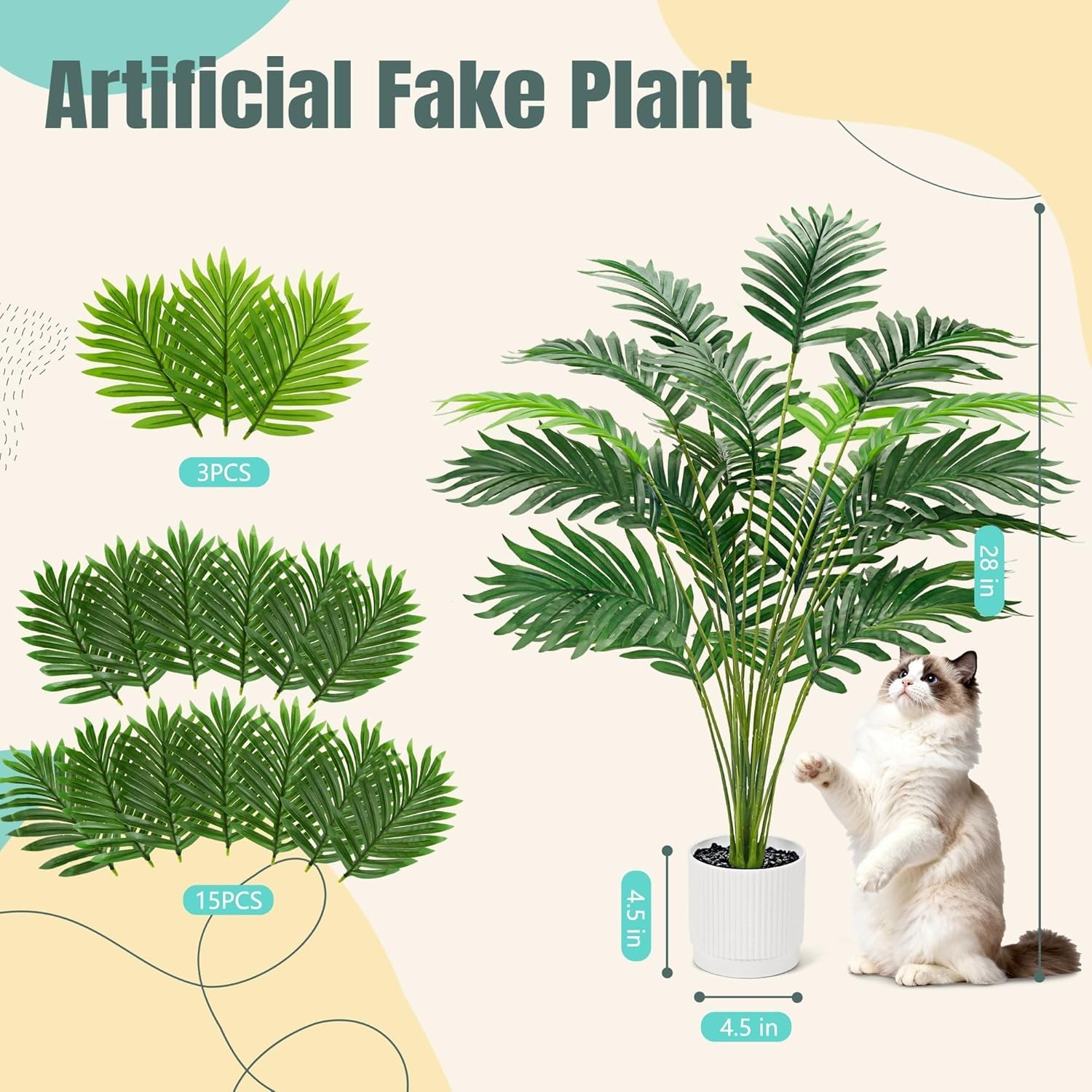 28” Artificial Palm Tree Tall Fake Tropical Faux Trees Indoor and Outdoor fo…